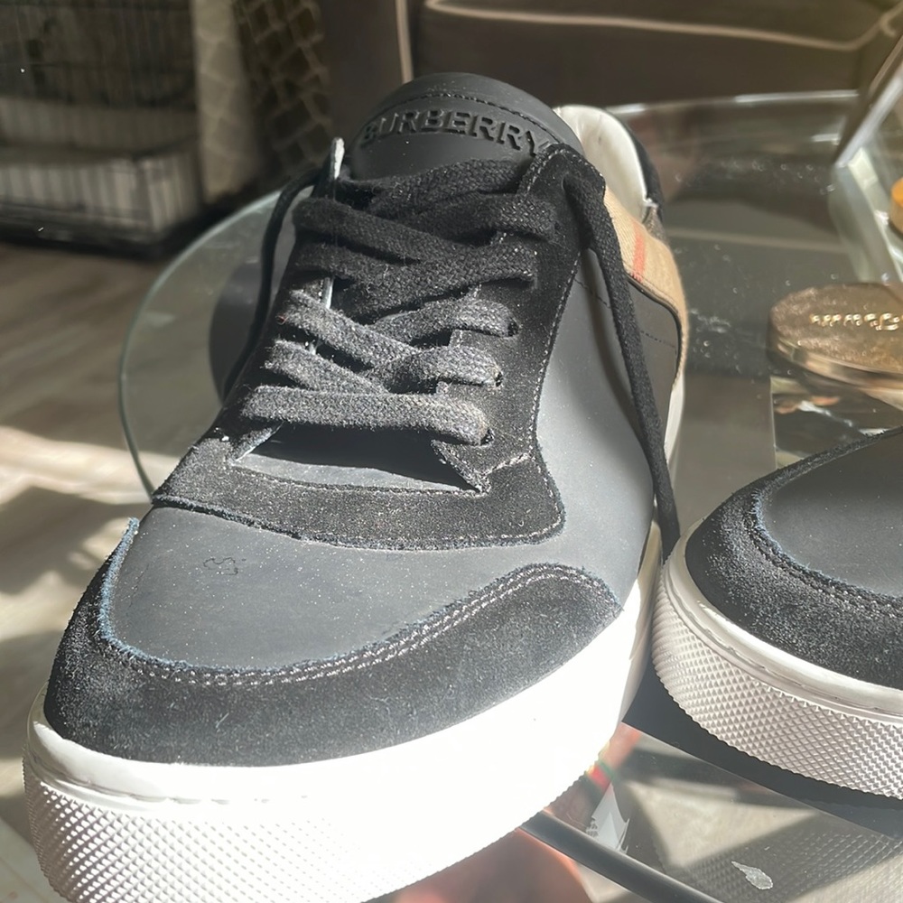 Burberry male sneakers worn once.  purchased from Neiman Marcus for $570.